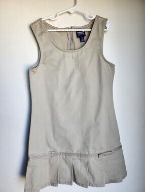 French Toast Beige Girls' Pleated School Jumper Dress Size 7